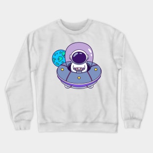 Cute Astronaut Spaceship Crewneck Sweatshirt